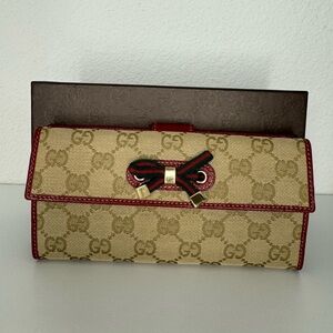 Authentic Gucci Beige Guccissima Canvas Princy Continental Wallet